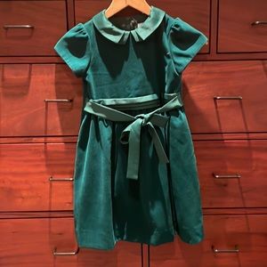 Florence Eiseman green velvet dress with satin collar and sash